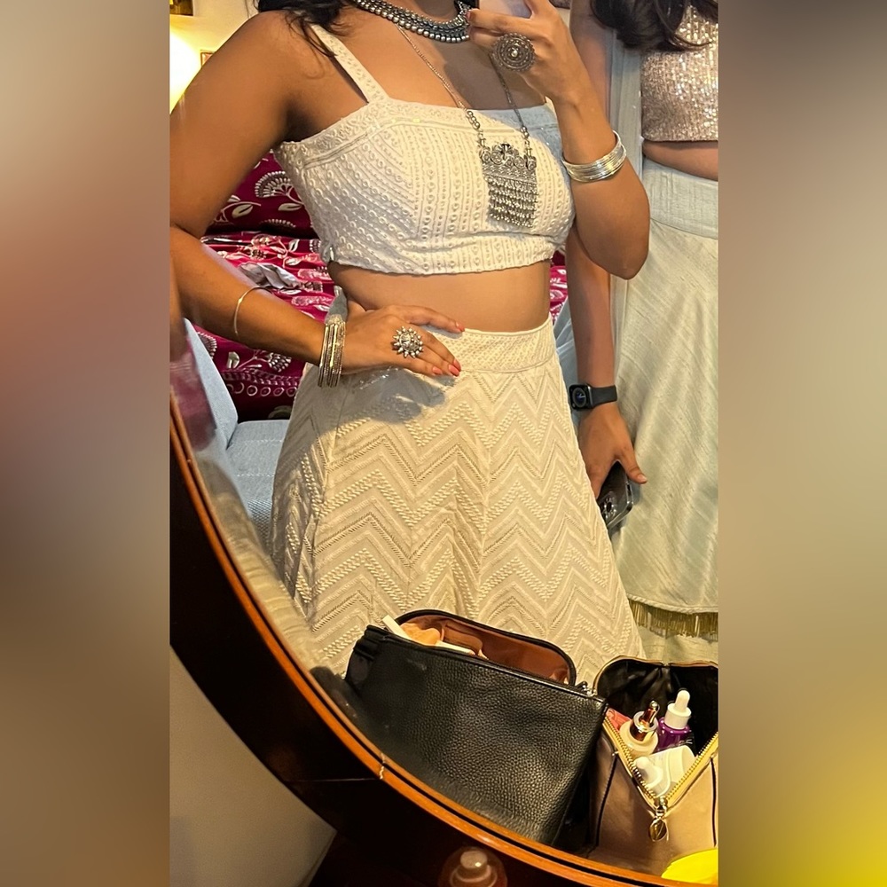 Beautiful white lehenga with sequins